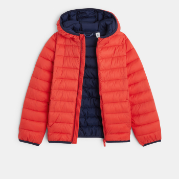 جاكيت منفوخ خفيف ودافئ باللون الأحمر للفتيان